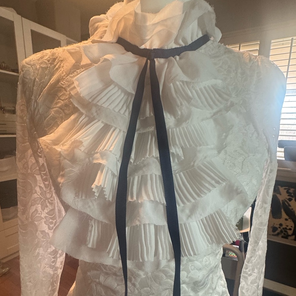 White Lace Ruffle Top - Picture 12 of 14